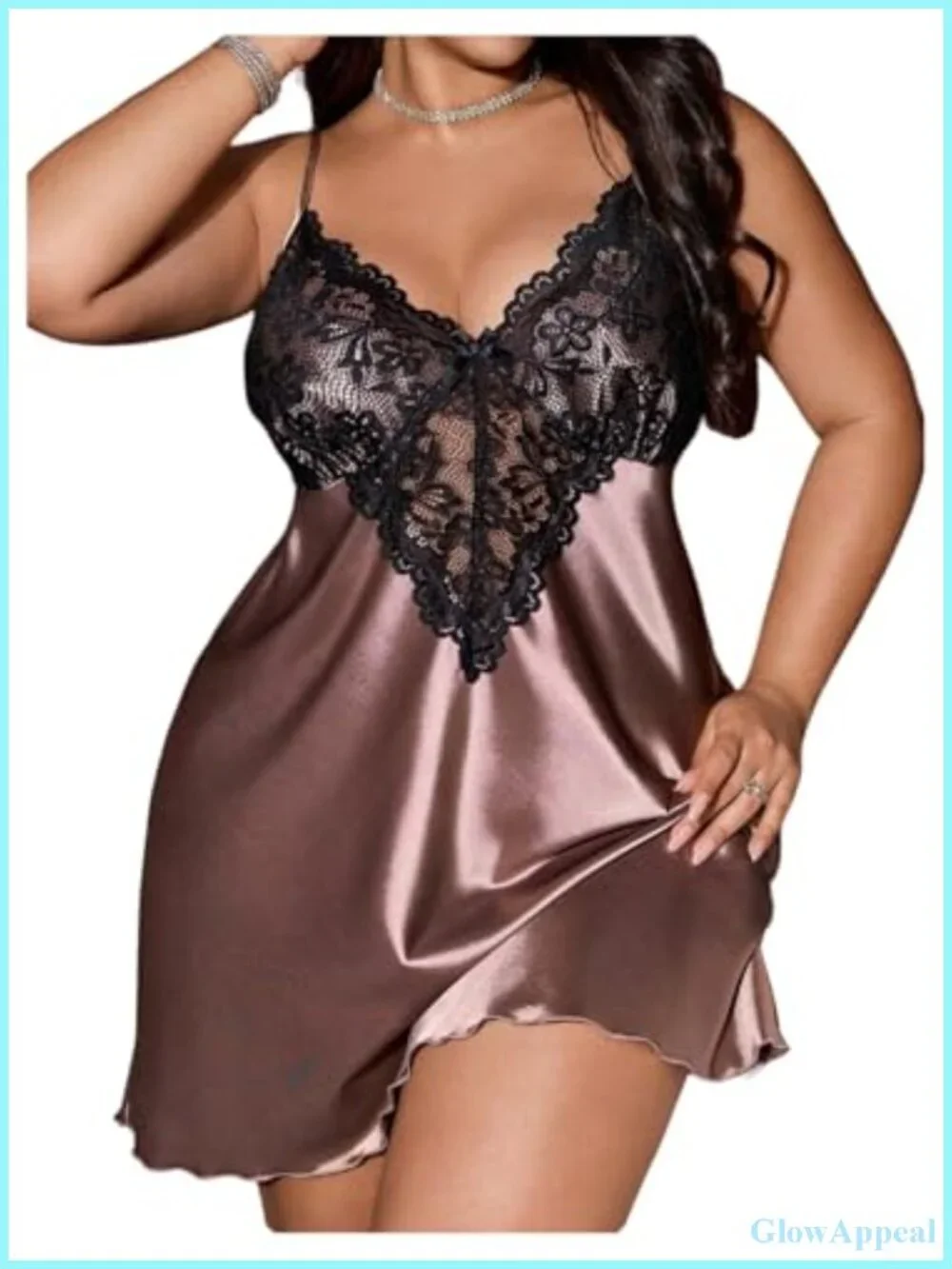 Sheer Lace V-Neck Sleeveless Nightgown Slip Dress Plus Size